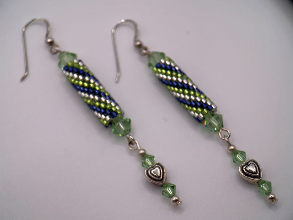 Peyote Earrings in Seahawks Colors